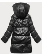 Černo-zelená volná dámská bunda z eko kůže (ag6-21)