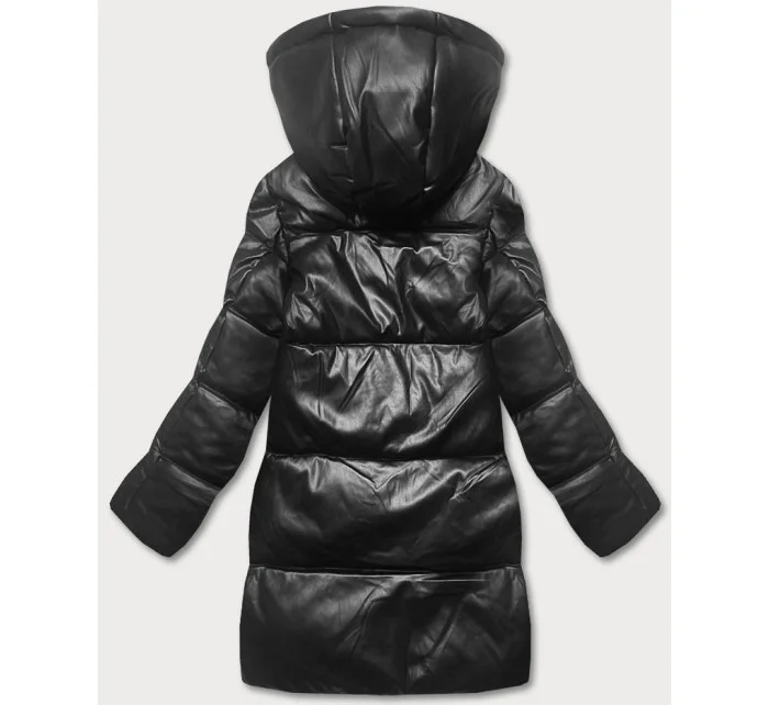 Černo-zelená volná dámská bunda z eko kůže (ag6-21)