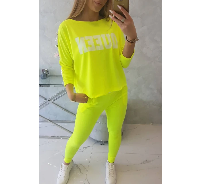 Sada s neonovým potiskem Queen yellow