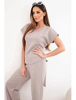 Dámský komplet z model 22048835 materiálu s halenkou s krátkým rukávem a kalhotami se širokou nohavicí fango - K-Fashion
