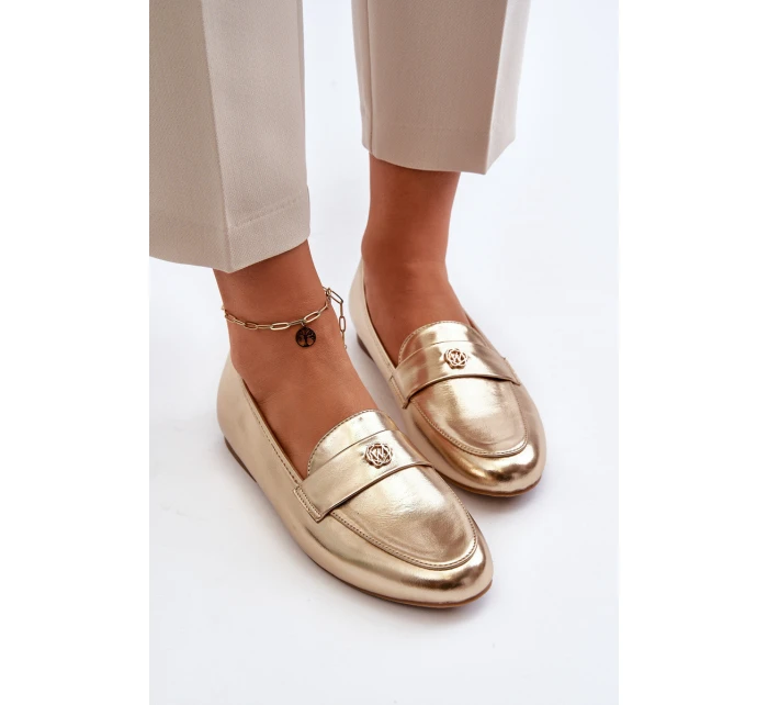 Dámské mokasíny na ploché podrážce zlaté model 21653969 - EVENTO Dámské mokasíny na ploché podrážce zlaté model 21653969 - EVENTO