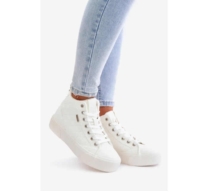 Zateplené Dámské Tenisky Se Švy Bílé Big Star OO274A479 Zateplené Dámské Tenisky Se Švy Bílé Big Star OO274A479