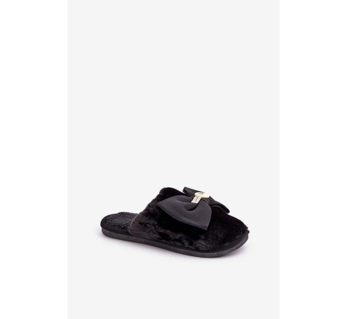 Dámské Pantofle S Kožíškem A Mašlí Černé model 21681843 - Boto Dámské Pantofle S Kožíškem A Mašlí Černé model 21681843 - Boto