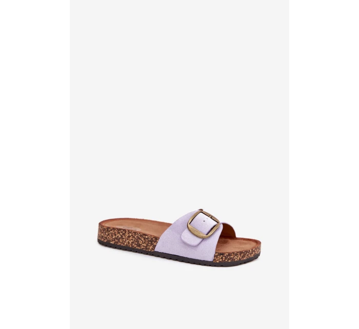 Dámské Pantofle S Přezkou Na Korek Plošině Fialové Zavira Dámské Pantofle S Přezkou Na Korek Plošině Fialové Zavira