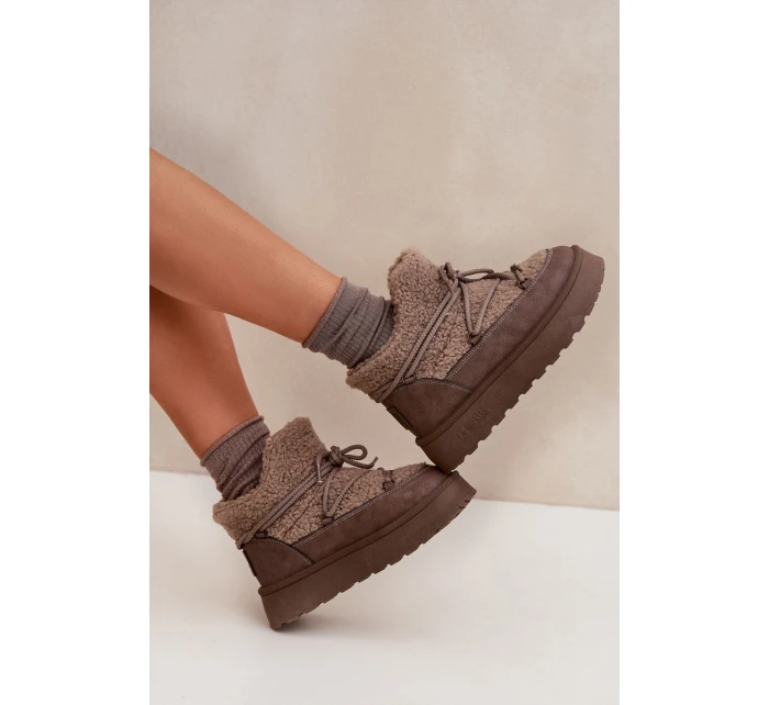 Dámské Sněhule Na Platformě S Kožíškem  Hnědé model 21705918 - Big Star Shoes