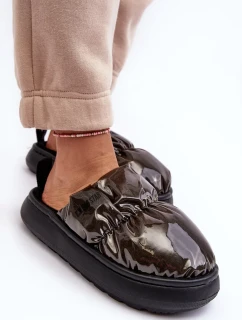 Lesklé dámské pantofle Black Big Star