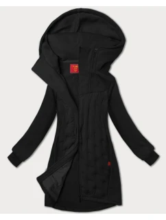 Černá dlouhá dámská mikina s kapucí LHD (AMG-178) - Goodlooking