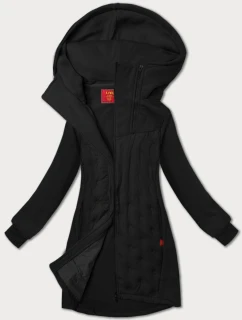 Černá dlouhá dámská mikina s kapucí LHD (AMG-178) - Goodlooking