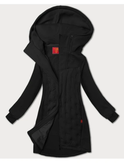 Černá dlouhá dámská mikina s kapucí LHD (AMG-178) - Goodlooking