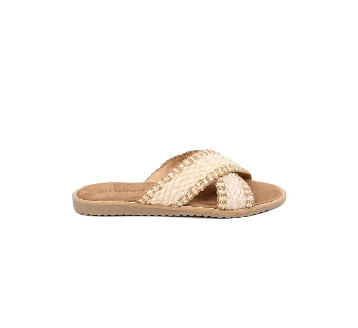 Zajímavé hnědé nazouváky dámské na plochém podpatku Zajímavé hnědé nazouváky dámské na plochém podpatku