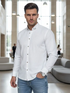 Pánská bílá vzorovaná košile slim fit FashionStreet DX2693