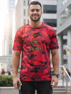 Tshirt męski z nadrukiem moro czerwony model 22223075 - FashionStreet