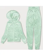 Dámská velurová souprava v pistáciové barvě s rozepínací mikinou (8C1176-39) Dámská velurová souprava v pistáciové barvě s rozepínací mikinou (8C1176-39)