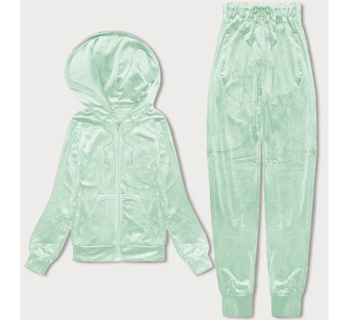 Dámská velurová souprava v pistáciové barvě s rozepínací mikinou (8C1176-39) Dámská velurová souprava v pistáciové barvě s rozepínací mikinou (8C1176-39)