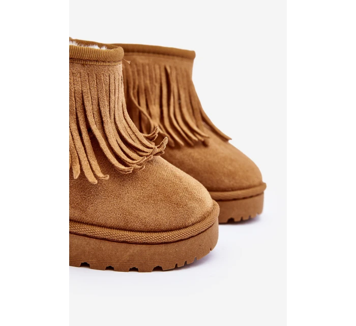 Ocieplane Botky Sněžáky Dětské s Ozdobnými Frédzlami Camel Nimia