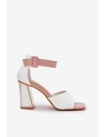 Dámské Sandály Na Podpatku Bílé model 21695402 - VINCEZA Dámské Sandály Na Podpatku Bílé model 21695402 - VINCEZA