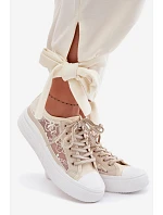 Dámské tenisky s krajkou na platformě Lee Cooper LCW-26-44-4481 Béžové