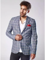 Pánská tmavě modrá kostkovaná bunda FashionStreet MX0566