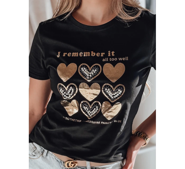 Dámské tričko se srdcem LOVETIK černé FashionStreet RY2734 Dámské tričko se srdcem LOVETIK černé FashionStreet RY2734