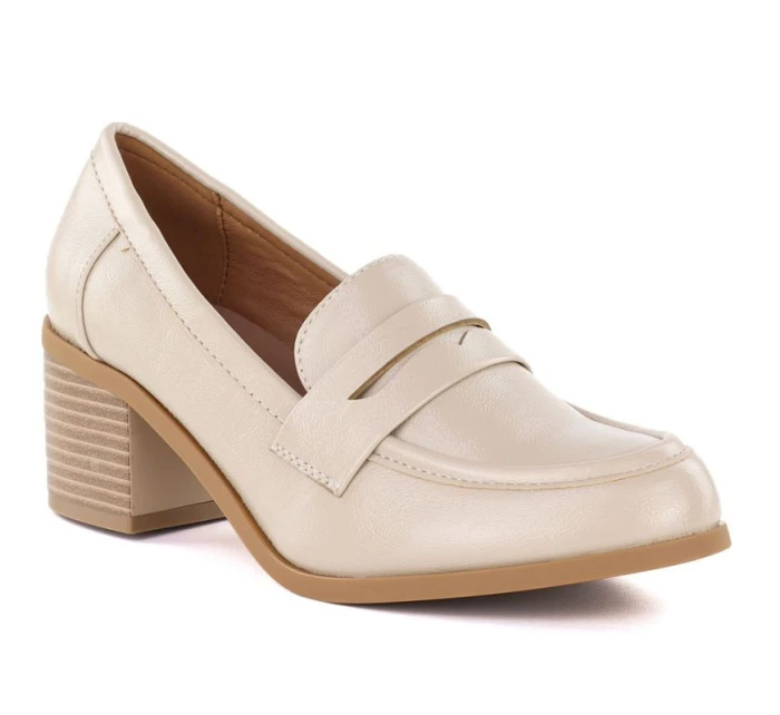 Dámské polobotky lords on heel beige M.Daszynski MR2201D-3A