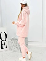 Zateplený set s mikinou s kapucí prášková růžová melanž