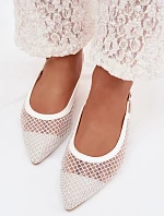 Síťované baleríny s odhalenou patou bílé Pyvona