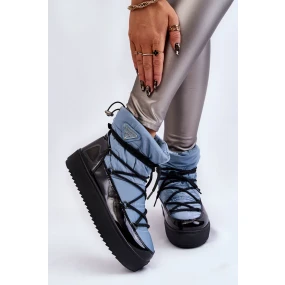 Dámské módní šněrovací boty do sněhu Modrý Carrios