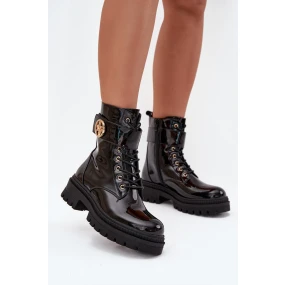 Lakované dámské workery Fiorena zateplené– černé Lakované dámské workery Fiorena zateplené– černé