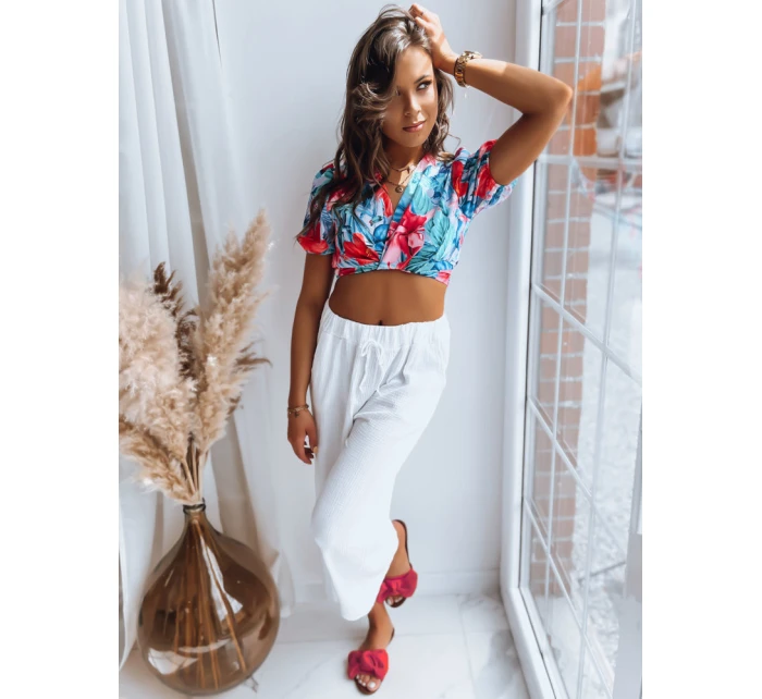 FLOWER BOOM dámský vzorovaný tyrkysový top FashionStreet RY2230