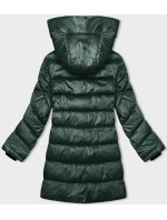Tmavě zelená dámská zimní bunda s asymetrickým zipem (B8167-10)