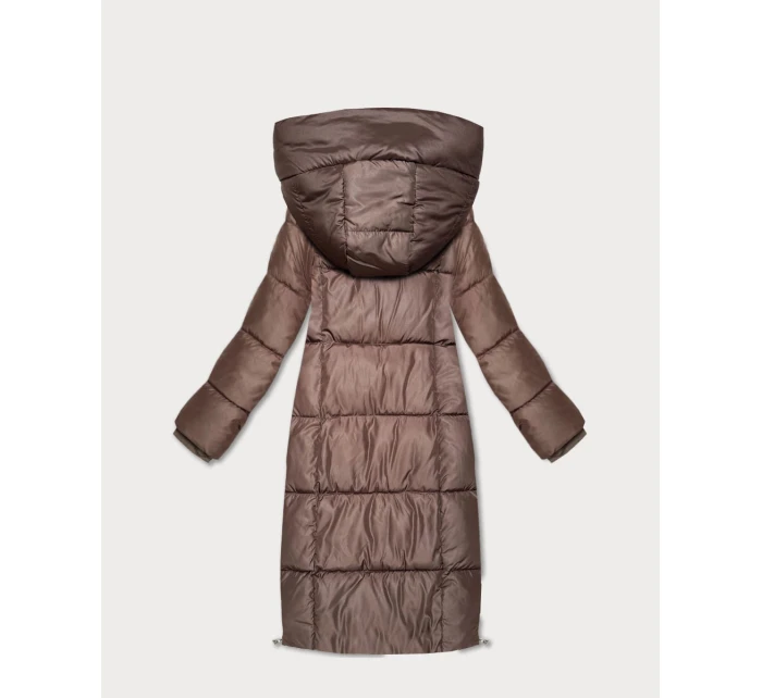 Hnědá zimní vypasovaná bunda v délce do poloviny stehen S'West (B/R8535-48) Hnědá zimní vypasovaná bunda v délce do poloviny stehen S'West (B/R8535-48)