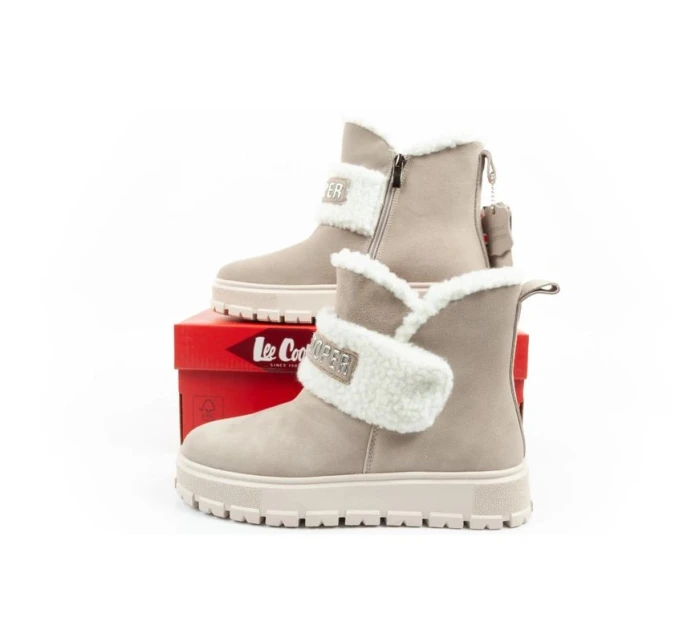 Lee Cooper dámské zimní boty módní ovčí kůže zateplené béžové dámské Lee Cooper dámské zimní boty módní ovčí kůže zateplené béžové dámské