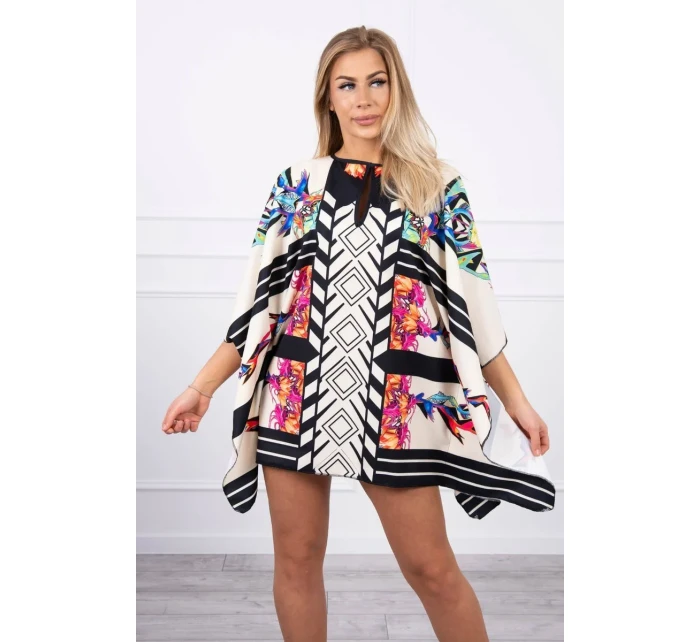 Netopýří šaty s vázáním v pase ecru