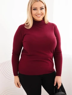 Dámský svetr Plus Size z viskózy s rolákem bordový