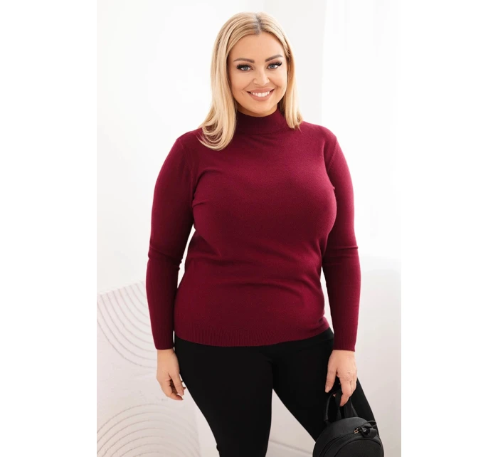 Dámský svetr Plus Size z viskózy s rolákem bordový