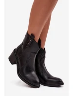 Dámské kotníkové boty na masivním podpatku z eko kůže černé Iverly Dámské kotníkové boty na masivním podpatku z eko kůže černé Iverly