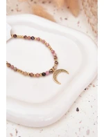 Náramek s korálky a zlatým měsícem Náramek s korálky a zlatým měsícem