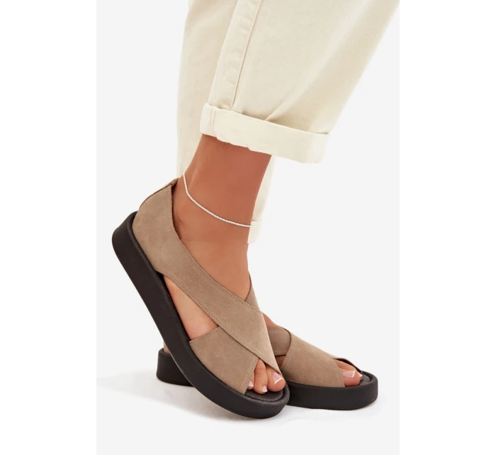 Dámské sandály Zazoo 3196 z přírodního semiše Béžové