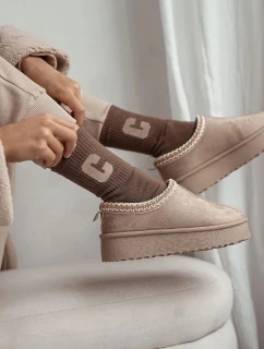 Dámské Froté Ponožky S Písmenem C Hnědé