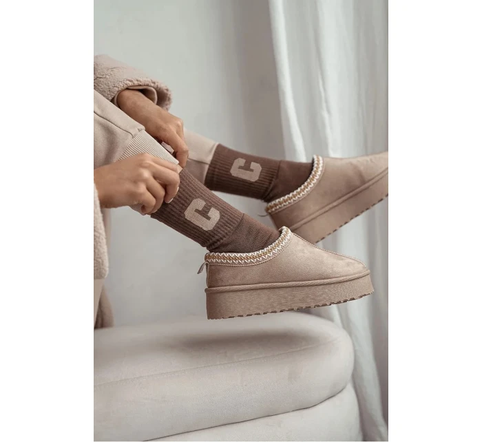 Dámské Froté Ponožky S Písmenem C Hnědé Dámské Froté Ponožky S Písmenem C Hnědé