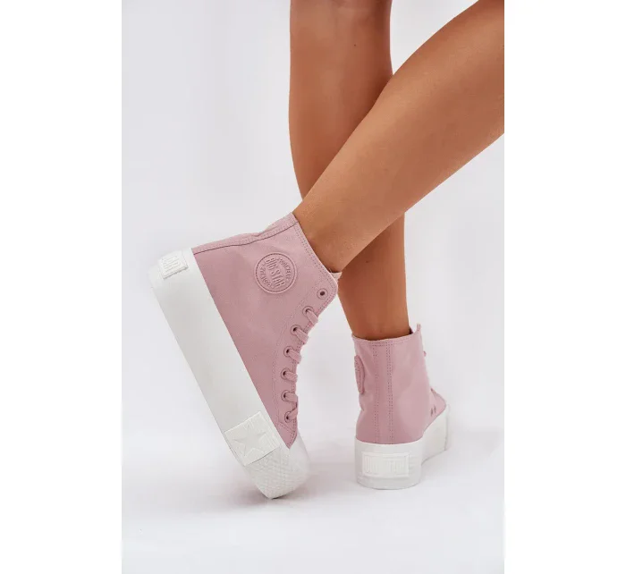 Dámské plátěné tenisky na platformě Big Star – růžové