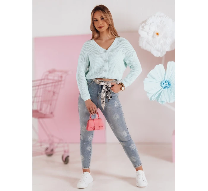 Dámské úzké džínové kalhoty s páskem CRYSTALUX modré FashionStreet UY2427