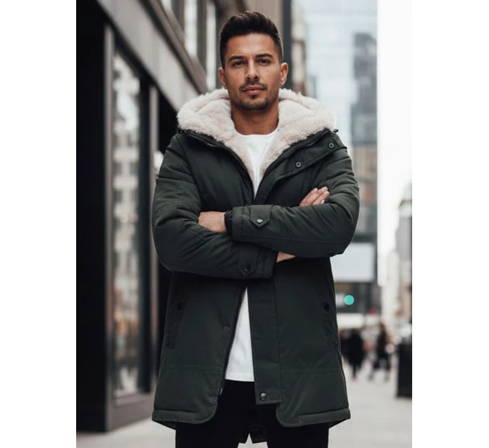 Pánská zimní bunda parka s kapucí zelená FashionStreet TX4963z