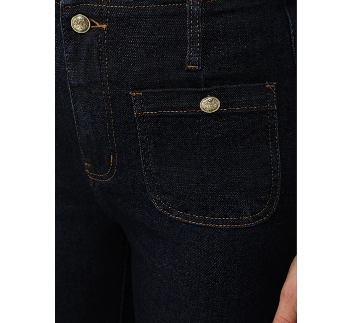 Dámské džíny s vysokým pasem a širokými nohavicemi tmavě modré FashionStreet UY2949