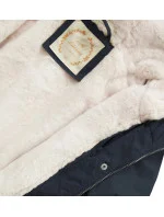 Tmavě modrá dámská zimní bunda parka s kapucí a odepínací kožešinovou podšívkou model 21242084 - Libland