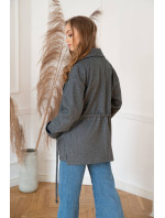 Volný dámský krátký kabát v barvě ecru model 15068433 - ROSSE LINE