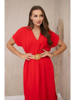 Šaty s ozdobným páskem červený