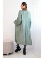 Dlouhý svetr kardigan světle mátový
