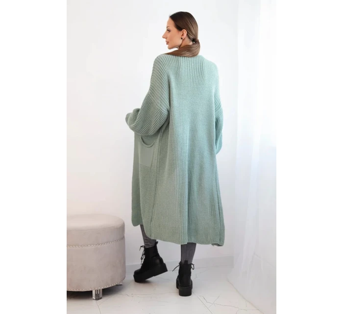 Dlouhý svetr kardigan světle mátový