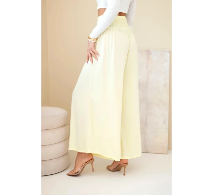 Dámské viskózové kalhoty s elastickým pasem žluté Dámské viskózové kalhoty s elastickým pasem žluté
